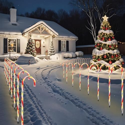 26-Inch Candy Cane Lights - 10 Pack Pathway Markers Christmas Decorations - Image 2