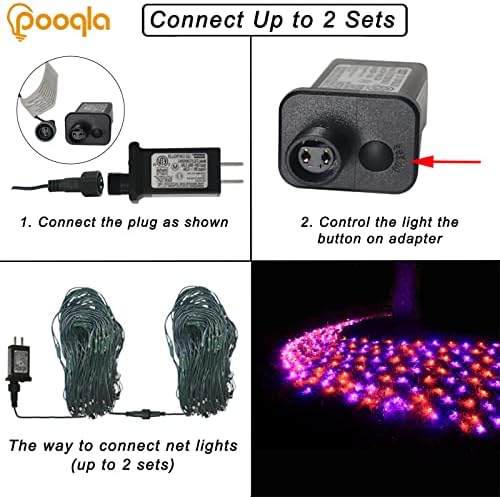 Pooqla Orange and Purple Halloween Net Lights Outdoor, 21x 5ft Green Wire - Image 4