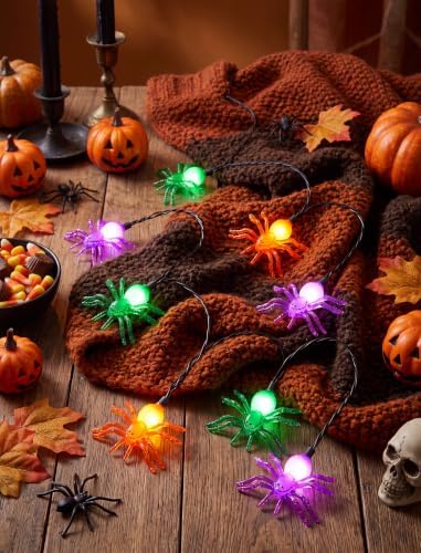 8.5Ft 10 LED Halloween Outdoor Spider String Lights Plug In, Waterproof - Image 5