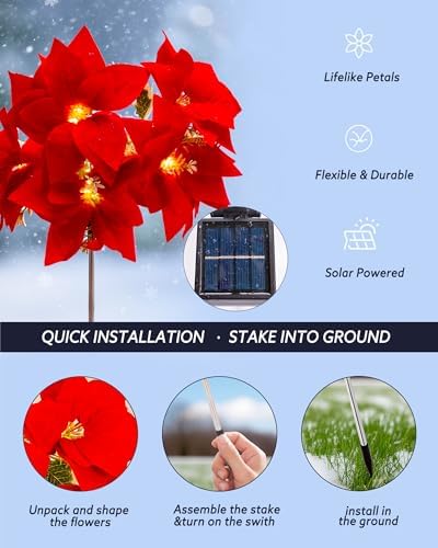 Solar Christmas Flower Lights-IP65 Waterproof XS Pathway Lights,4 Packs - Image 6