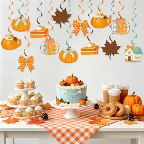 Fall Party Decoration Pumpkin Hanging Swirl Polka Dot Bow Themed Swirls Streamers for Home Thanksgiving Autumn Harvest Party Supplies - Image 7