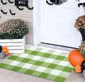 Fall Layered Doormat 24"x35"Green and White Buffalo Plaid Front Porch Mat by BUAGETUP