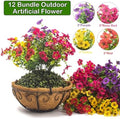 Grunyia Artificial Hanging Flowers Basket with Colorful Silk Daisies & Eucalyptus - UV/Sun-Resistant Plant for Outdoor Porch, Patio, Balcony - Indoor/Outdoor Home Decor by Grunyia