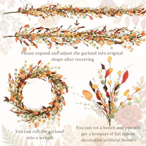 Fall Decor, Fall Garland, 6FT Autumn Eucalyptus Leaves Garlands - Image 5
