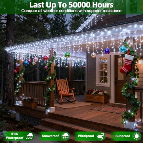 810 LED 82FT Christmas Lights Outdoor, 180Drops Icicle Lights with 12 Modes - Image 4