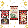Tegeme 3 Pcs Nativity Christmas Door Sign Flag Christmas Holy Night Door Banner Jesus Nativity Flag 12 x 19 Inch Holiday Hanging Decoration for Home Outdoor by Tegeme