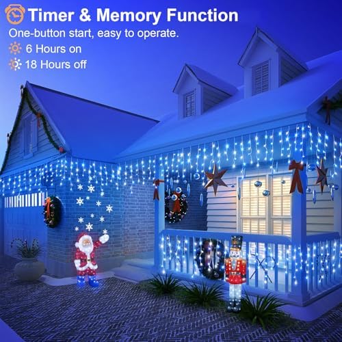 33FT Icicle Lights for Outside 400 LED Blue and White Christmas Lights - Image 3