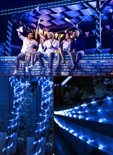Brightown 39FT 100LED Solar Rope Lights Outdoor Waterproof, Blue - Image 7