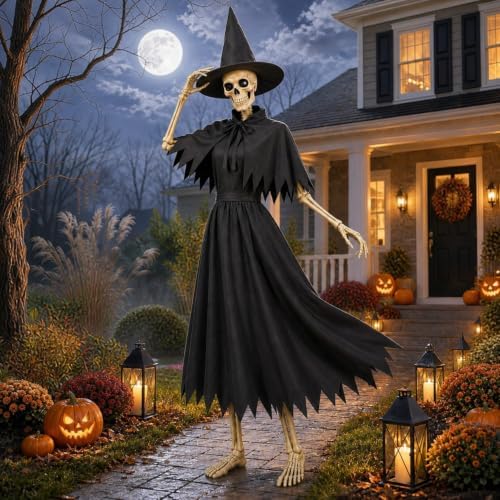 4 Pcs Black Witch Costume Set for 12 Ft Giant Skeleton Halloween Yard Decor by Unknown