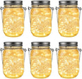 GIGALUMI Hanging Mason Jar Solar Lights, 6 Pack 30 Led Tinplate Lids by GIGALUMI