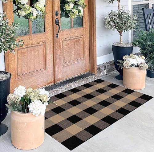 Black and Tan Layered Doormat 27.5"x43.3"Fall Door Mats Outdoor Decor - Image 4