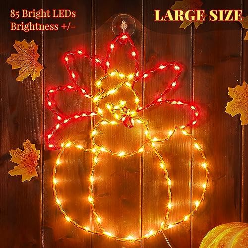 Hiboom Thanksgiving Turkey Pumpkin String Lights, Red Orange, 16'' - Image 3