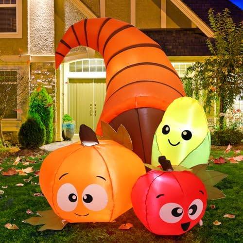 COMIN Thanksgiving Inflatables 5.6FT Long Fruit Combo with Built-in LEDs Blow Up Yard Decoration for Holiday Party Indoor Outdoor Garden Lawn by COMIN