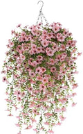 Artificial Hanging Flowers for Outdoor Spring Decoration, 4PCS Fake Silk Daisy with Eucalyptus Leaves UV Resistant Look Real Faux Flowers for Outside Porch Patio Window Box Yard Home Decor (Pink) by Shilkare