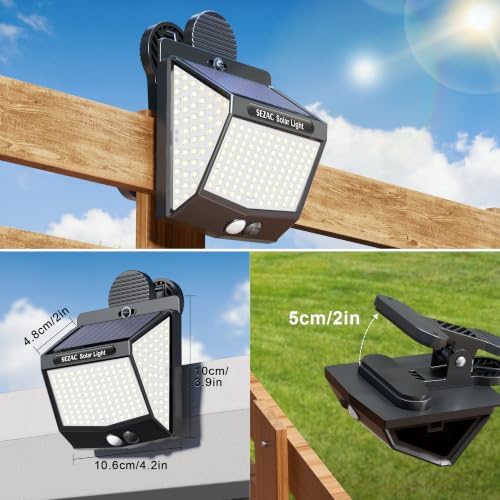 Solar Fence Lights Outdoor, 218LED Clip On Motion Sensor Security Lights - Image 3