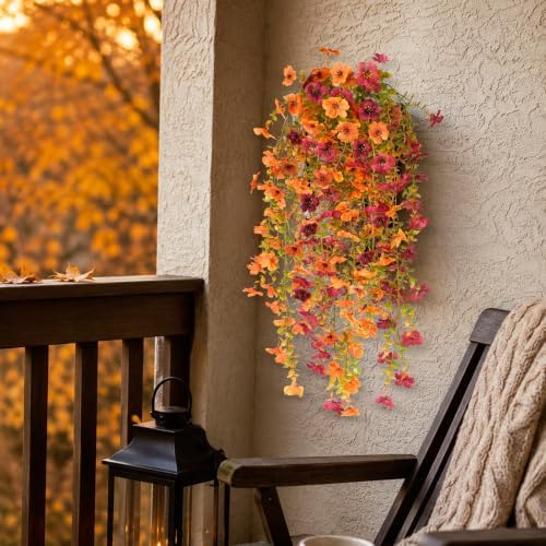 Homsunny Artificial Mums for Outdoors Hanging Flowers for Home Fall Decor - Image 5