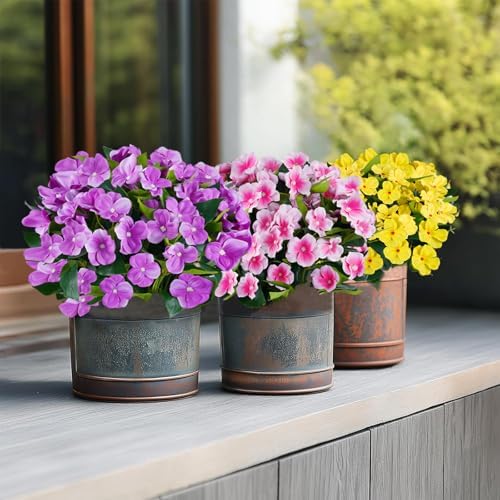 Artificial Impatiens Flowers in Pot for Outdoor 14 Inch Fake Plants - Image 4