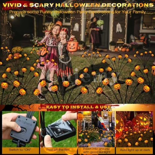 Halloween Decorations Outdoor 2 Pack Pumpkin Swaying Solar Lights - Image 6