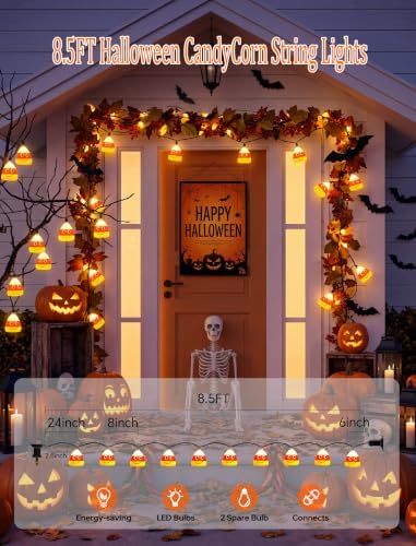 Halloween String Lights Decorations Outdoor, 8.5Ft 10LED Candy Corn Lights - Image 2