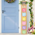 Welcome Porch Sign, Wooden, 47.2", Outdoor Front Door, Spring Tulip by TOMPOP