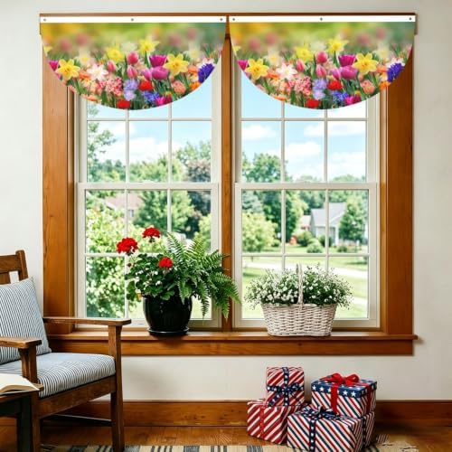 Spring Flowers Butterfly Semicircular Hanging Decorative Bunting Flag 2pcs - Image 6