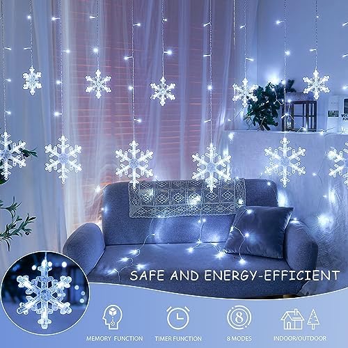 Christmas Snowflake Lights Outdoor,6.5FT 144LED Icicle Lights - Image 2