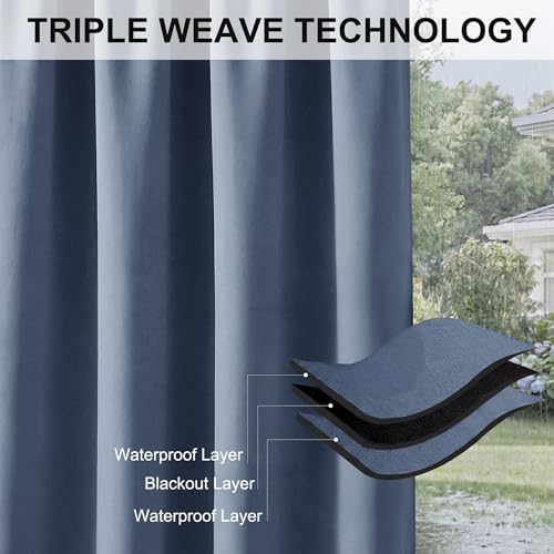 RYB HOME Extra Wide Outdoor Curtains for Patio Waterproof Privacy - Image 6