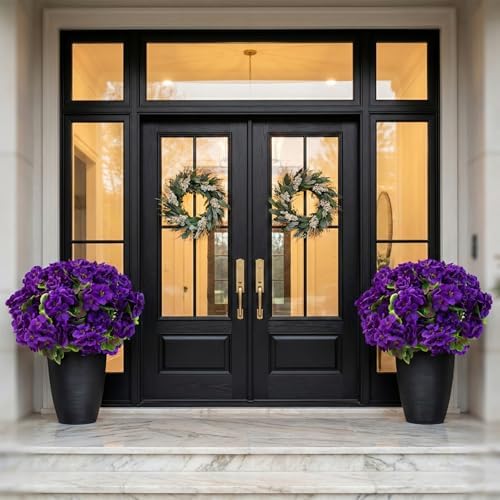 lovemoon 16 Pcs Artificial Geranium Plant Realistic Purple Silk Flowers for Outside UV Resistant Faux Geraniums Flowers for Indoor Outdoor Home Garden Office Decoration (16, Purple) - Image 7