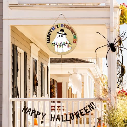 Halloween Door Decorations - 12" Thanksgiving Welcome Sign for Front Door Porch, MAS Farmhouse Wooden Hanger for Home Indoor Outdoor​Wall Decor -B07 - Image 6