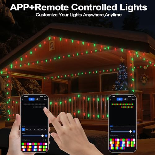 Smart C9 Christmas Outdoor Lights, 41FT 50 LED APP Remote Control String Lights, DIY Chasing Xmas Lights, RGB Color Changing with Timer & Music Sync for Holiday Xmas Tree Decoration - Image 2