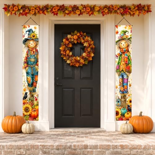 2 Piece Scarecrow Porch Banners 71 x 12 Inch Thanksgiving Door Decorations - Image 6