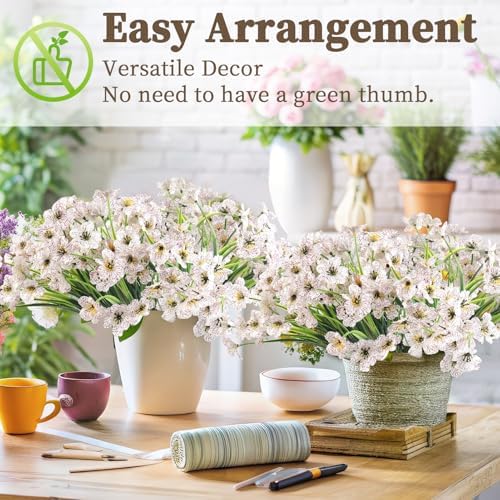 ColoPlay 24 Bundles White Artificial Flowers for Outdoors, Fake Flowers - Image 6