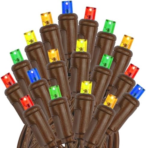 Novelty Lights 34ft 100 LED Multicolor Christmas String Lights, Brown Wire - Image 4