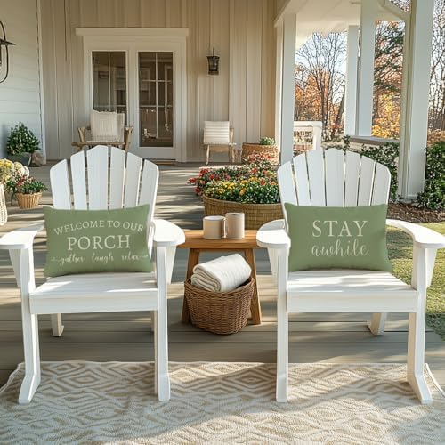 PANDICORN Outdoor Lumbar Throw Pillow Covers 12x20 Set of 2, Sage Green - Image 6