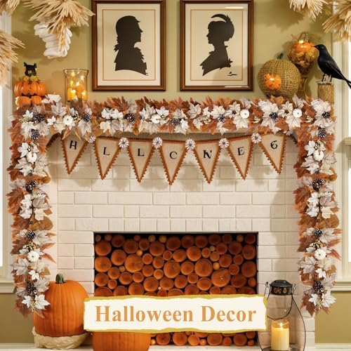 6 FT Lighted Fall Garland with Lights Pumpkins Automatic ON/Off - Image 5