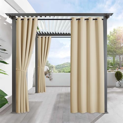 RYB HOME Outdoor Curtains for Patio Waterproof Privacy Thermal Insulated by RYBHOME
