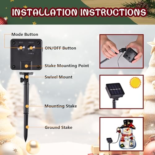 Lighted Christmas Snowman Garden Flag, 8 Modes Solar LED - Image 5