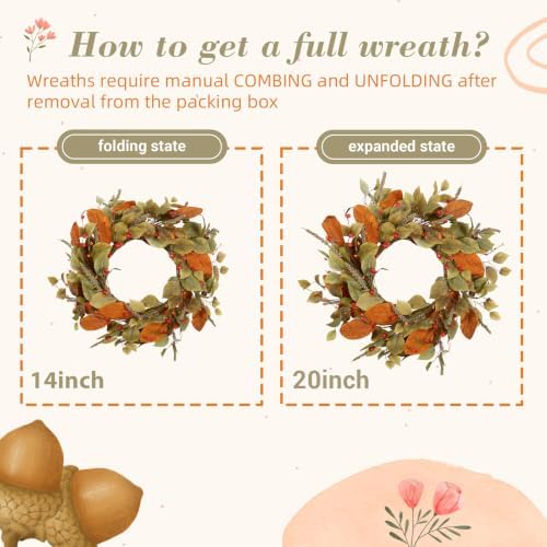 YNYLCHMX 20" Fall Wreath for Front Door, Eucalyptus and Berry Decor - Image 3