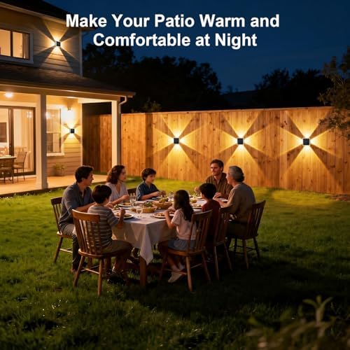 AUDLES Solar Fence Lights Outdoor, New 4-Sided Lighting Wall Lights Solar Powered with 3 Modes 3000K 4000K 6000K, IP65 Waterproof Solar Light for Patio Pathway Deck Backyard Decor-12 Pack - Image 6