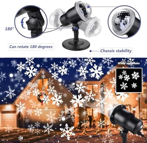 Christmas Projector Lights Outdoor, Snowflake Projector Lights with Wireless Remote Control for Christmas Decorations Lights New Year Party - Image 3