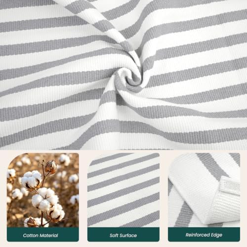 KOZYFLY Striped Rug 2.3x3.6 ft Cotton Woven Front Door Rugs, Gray and White - Image 5