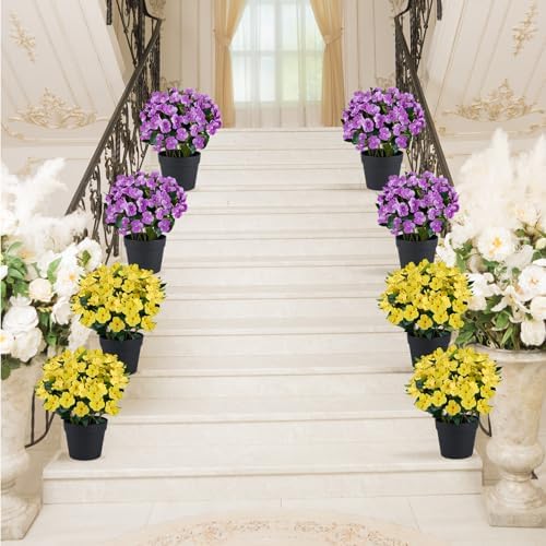 Artificial Impatiens Flowers in Pot for Outdoor 14 Inch Fake Plants - Image 7