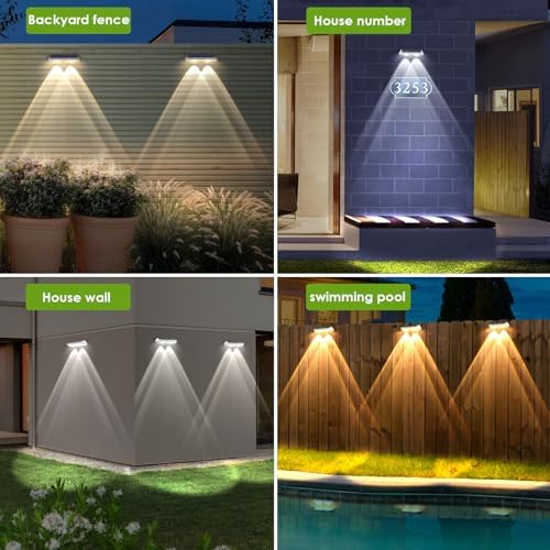 Solar Fence Lights Outdoor - 2700/4000/6000K 3 Modes, IP65 Waterproof Fence Solar Lights Outdoor, Fence Light Solar Powered for patio decor/Railing/Step and Wall - Unique Housewarming Gifts（8 Pack) - Image 6