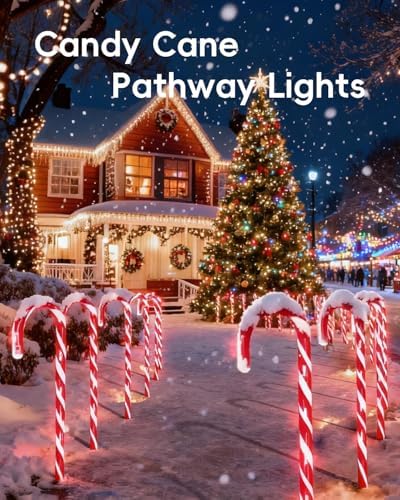 COOLWUFAN 24 Pack 22 Inch Christmas Candy Cane Pathway Lights Outdoor Decor - Image 6