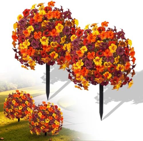 SHareconn 2Pcs Artificial Fall Flowers for Outdoors UV Resistant Decoration by SHareconn