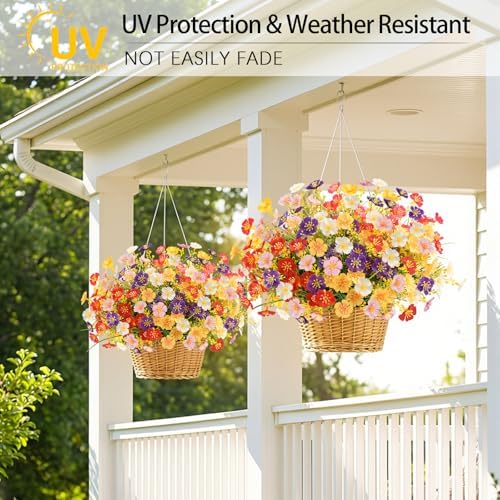 24 Bundles Artificial Flowers Outdoor UV Resistant Faux Plants (Mix Color) - Image 3