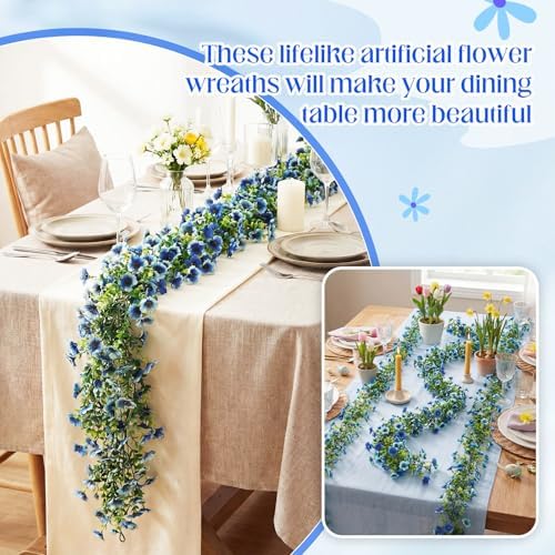 8 Pcs 6 ft Artificial Flowers Wisteria Garland, Blue - Image 4