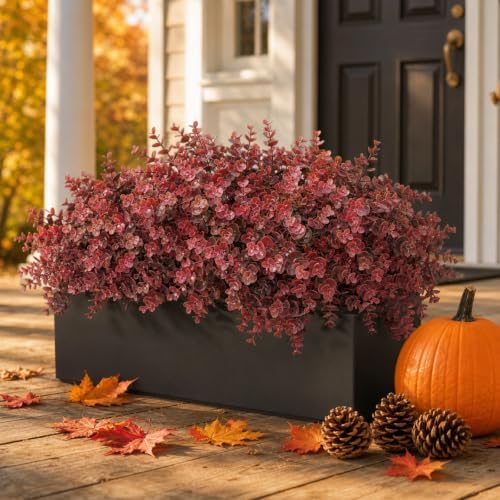 Fall Artificial Eucalyptus Plants Fake Greenery for Outdoor Outside Decor - Image 3