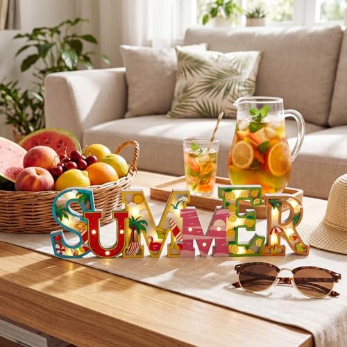 Geetery Summer LED Wooden Sign Watermelon Wooden Words Sign - Image 2