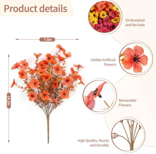 Artificial Fake Mums Fall Flowers for Outdoors Home Autumn Porch Decoration - Image 2